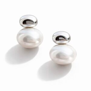 Silver White Pearl Drop Earrings